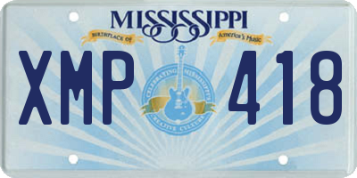 MS license plate XMP418