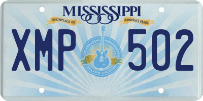 MS license plate XMP502