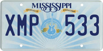 MS license plate XMP533