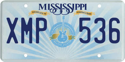 MS license plate XMP536