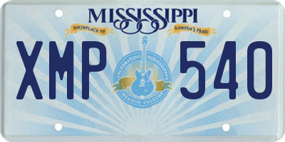 MS license plate XMP540