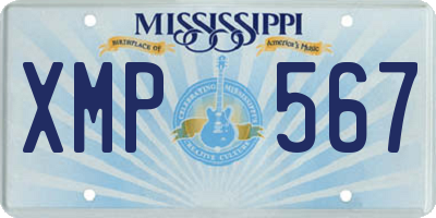 MS license plate XMP567