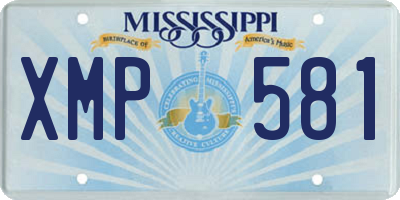 MS license plate XMP581