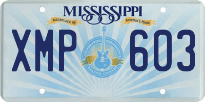 MS license plate XMP603