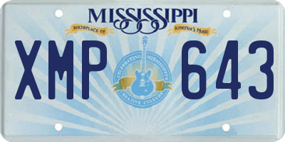 MS license plate XMP643