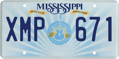 MS license plate XMP671