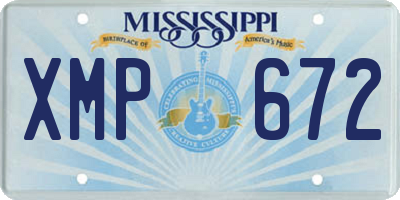MS license plate XMP672
