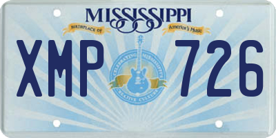 MS license plate XMP726