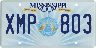 MS license plate XMP803