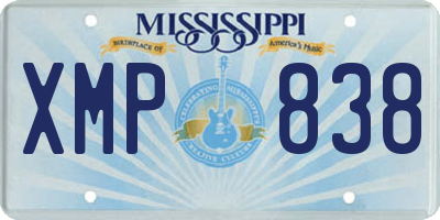 MS license plate XMP838