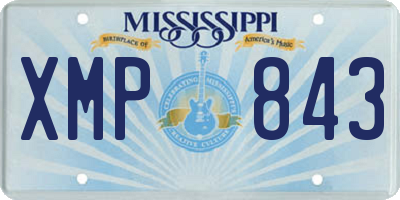 MS license plate XMP843