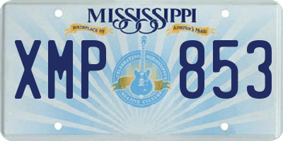MS license plate XMP853