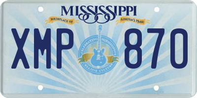 MS license plate XMP870