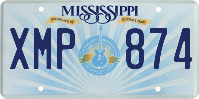 MS license plate XMP874