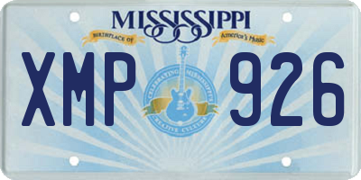 MS license plate XMP926