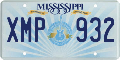 MS license plate XMP932