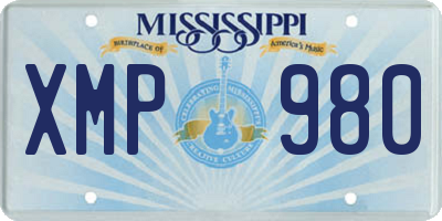 MS license plate XMP980