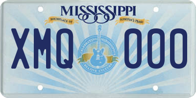 MS license plate XMQ000