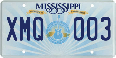 MS license plate XMQ003
