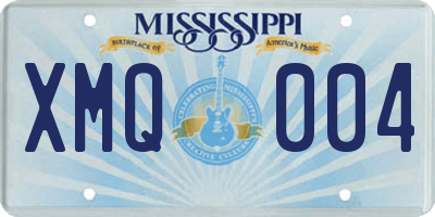 MS license plate XMQ004