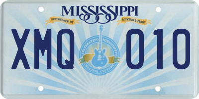 MS license plate XMQ010