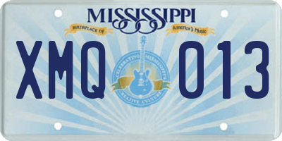 MS license plate XMQ013