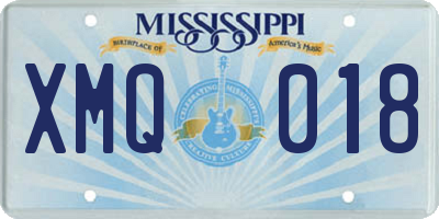 MS license plate XMQ018