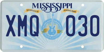 MS license plate XMQ030