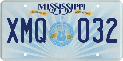 MS license plate XMQ032