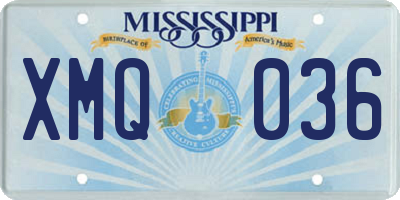 MS license plate XMQ036