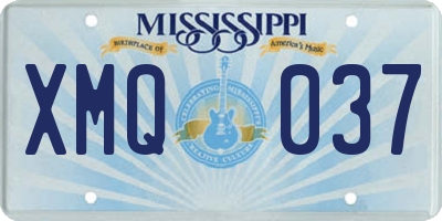MS license plate XMQ037