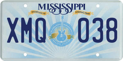 MS license plate XMQ038
