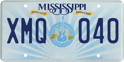 MS license plate XMQ040