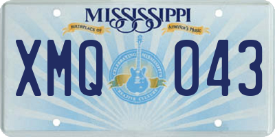 MS license plate XMQ043