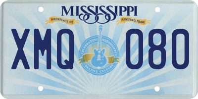 MS license plate XMQ080