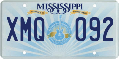 MS license plate XMQ092