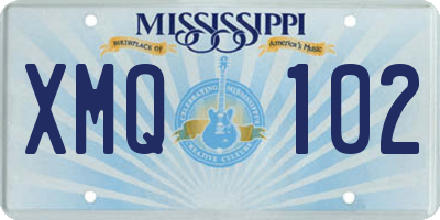 MS license plate XMQ102