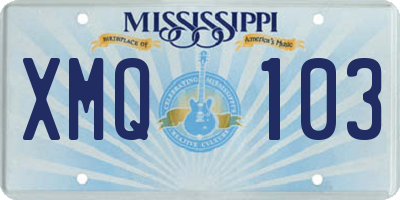 MS license plate XMQ103