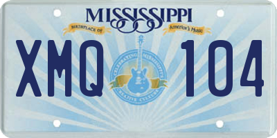 MS license plate XMQ104