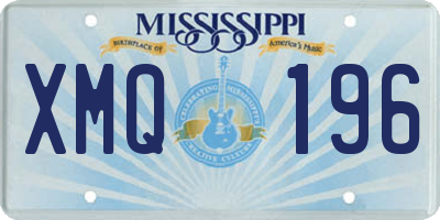 MS license plate XMQ196