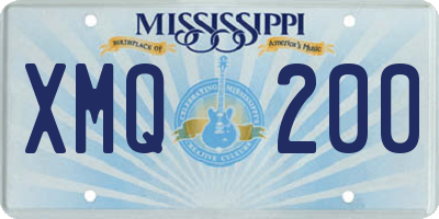 MS license plate XMQ200