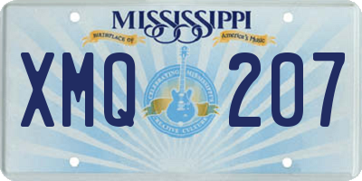 MS license plate XMQ207