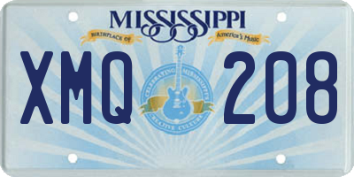 MS license plate XMQ208