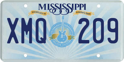 MS license plate XMQ209