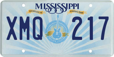MS license plate XMQ217