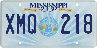 MS license plate XMQ218