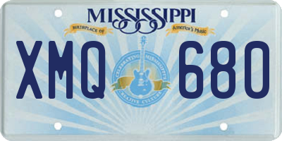 MS license plate XMQ680