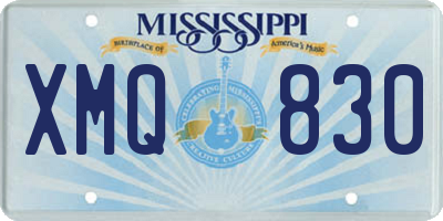 MS license plate XMQ830