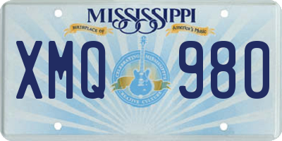 MS license plate XMQ980
