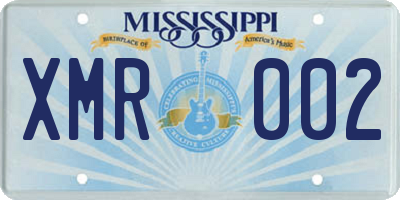 MS license plate XMR002